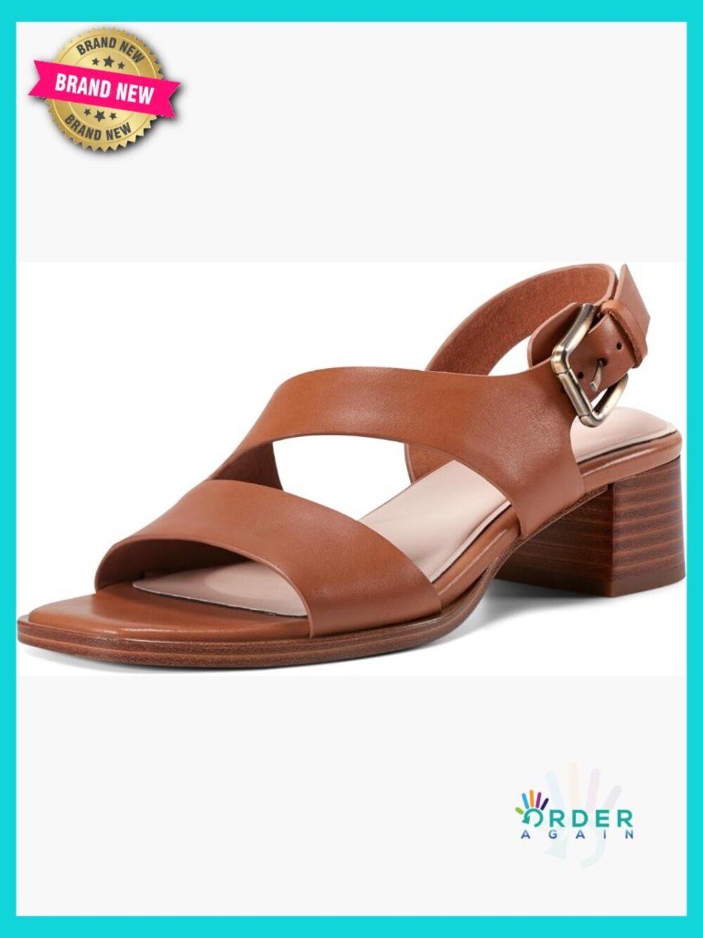 Heeled Block Sandals Open Toe Slingback Comfort Cushioned Leather Mule